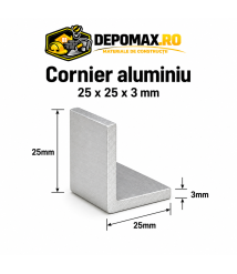 Cornier aluminiu 25 x 25 x 3 mm, 6 metri (EN AW-6060) Cornier aluminiu 25 x 25 x 3 mm, 6 metri (EN AW-6060)